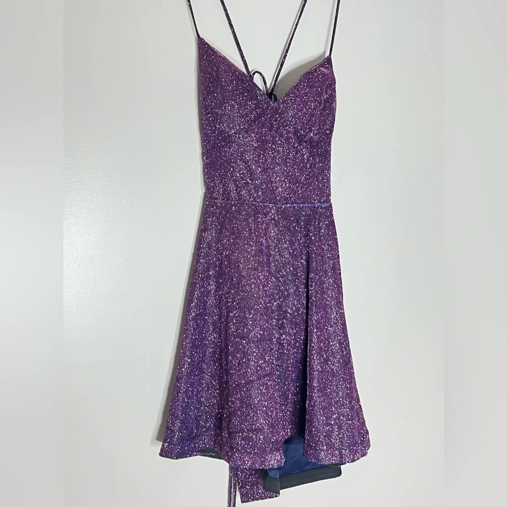 CITY STUDIOS Juniors' Lace-Up-Back Fit & Flare Dress, grape New size 10